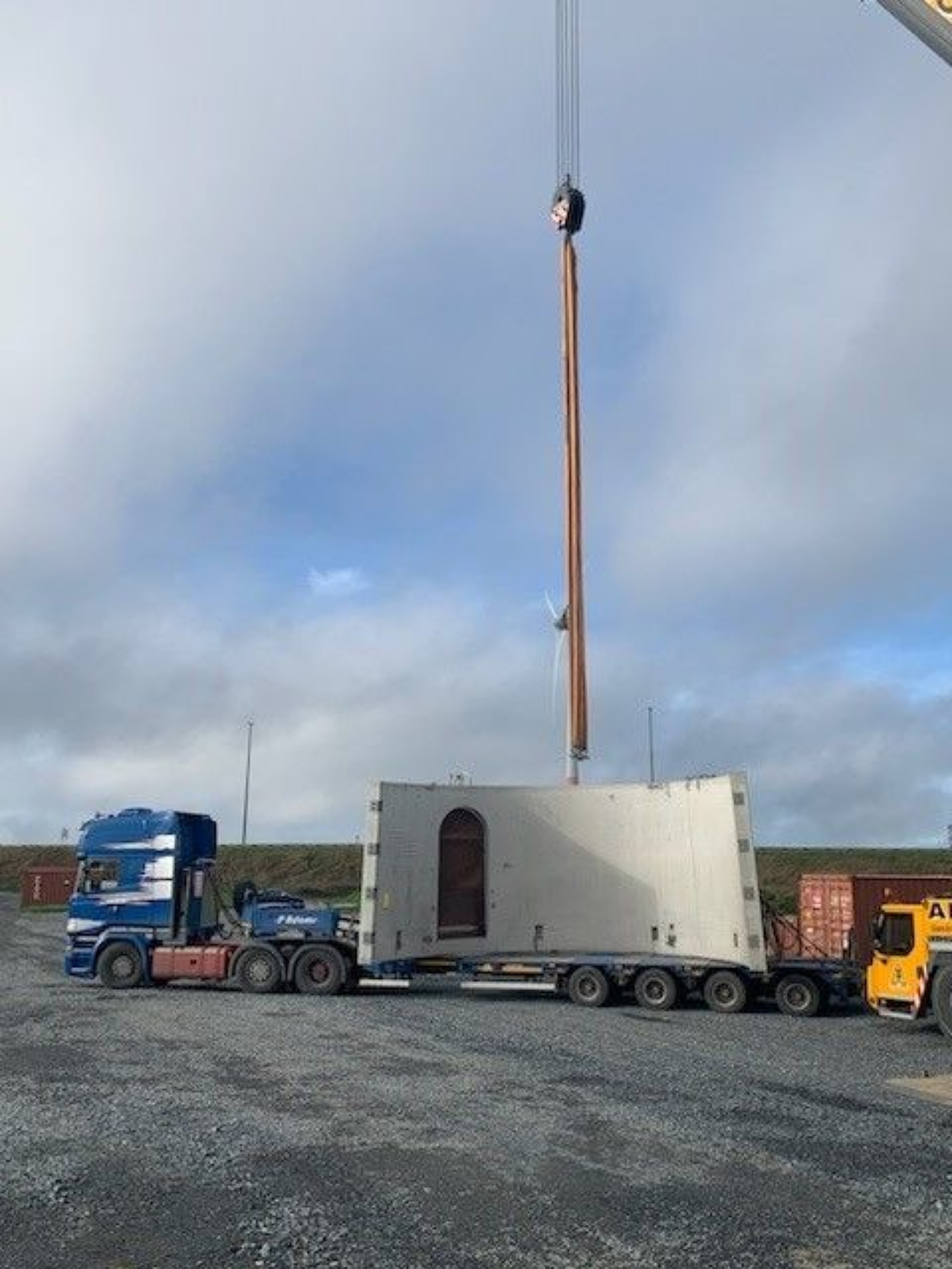 Constructie van een nieuwe windturbine in Bel'Ardenne